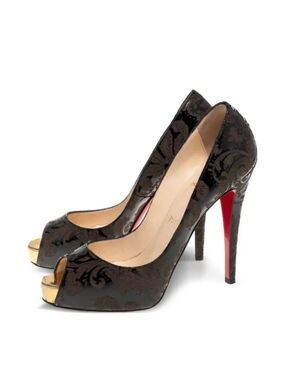 Christian Louboutin Very Privé platform peep-toe pumps black arabesque patent 39